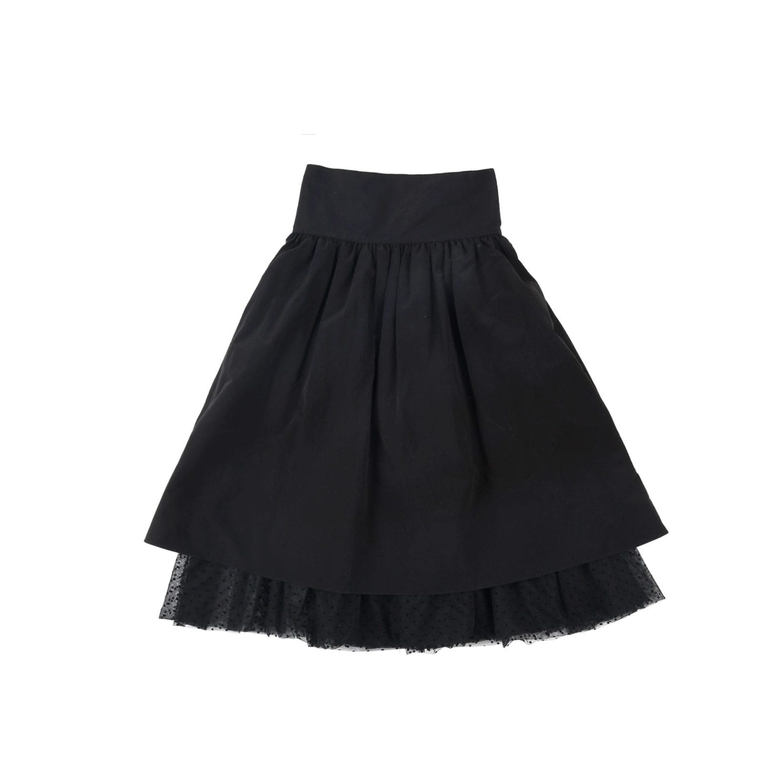 #8.1 Polka Dot Detailed Shirring Skirt (Black) | Bright Salmon London