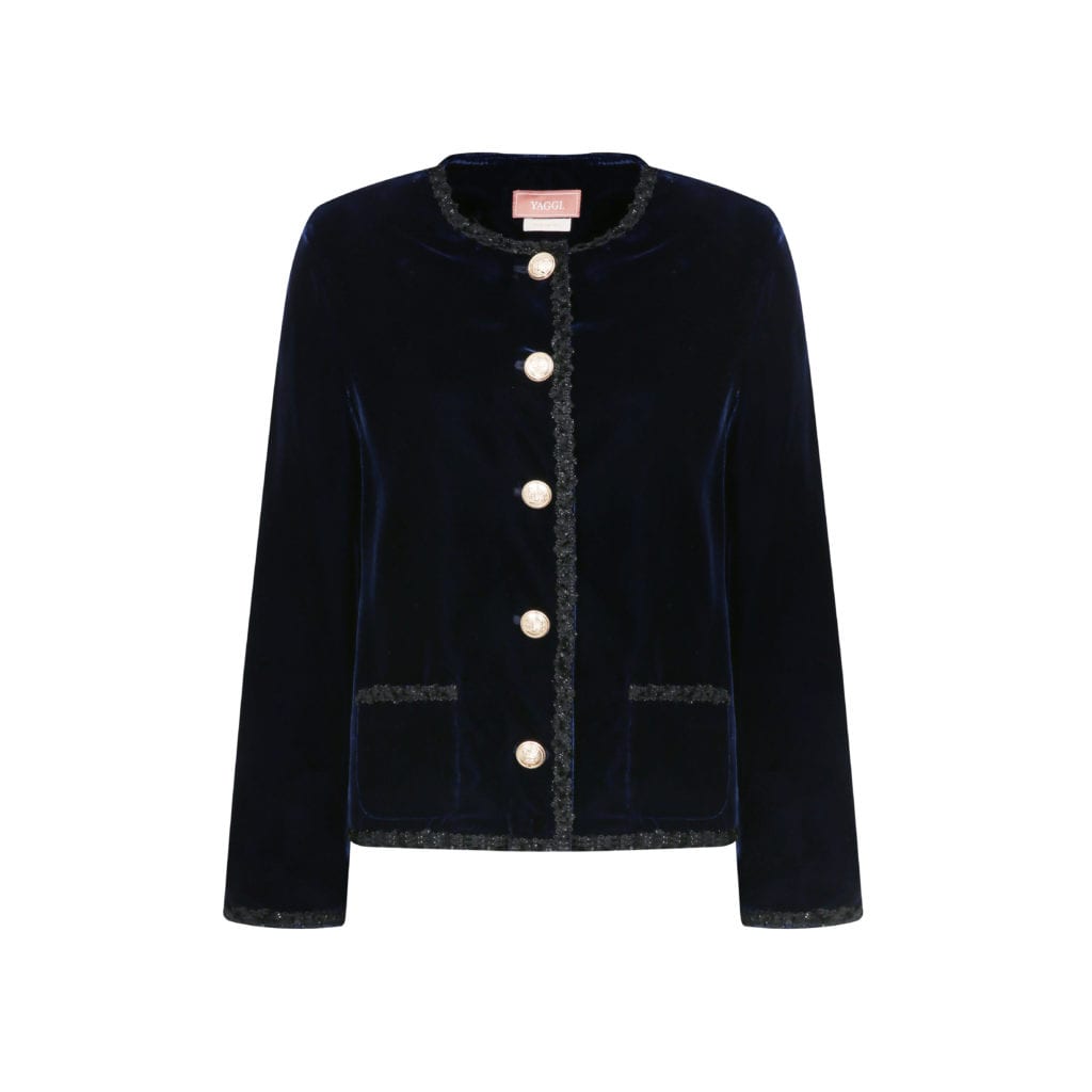 #15.1 Essential Agehara Velvet Jacket (Navy) | Bright Salmon London