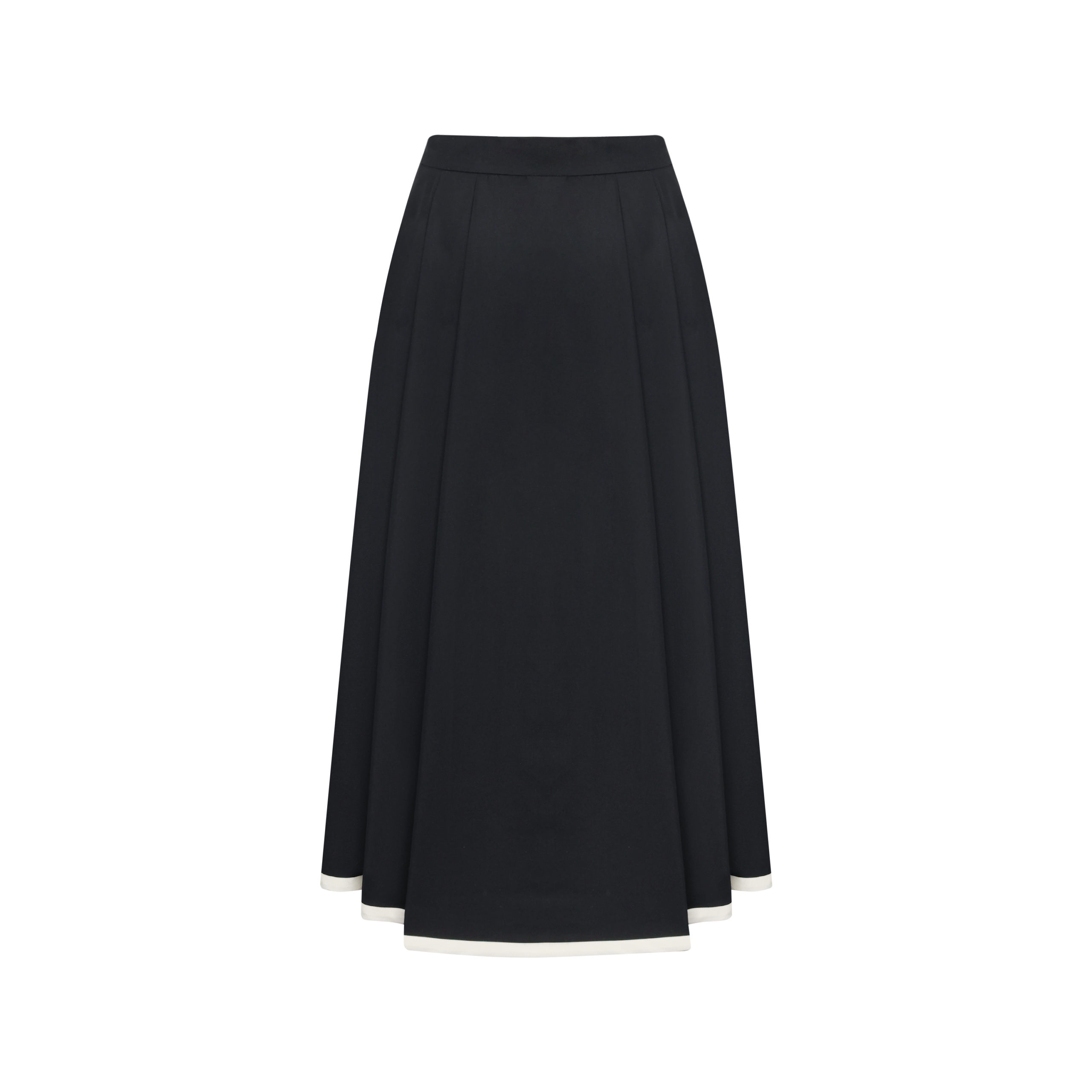 [ Coco x Yaggi ] Wool Silk Long Flare Skirt (Black) | Bright Salmon London