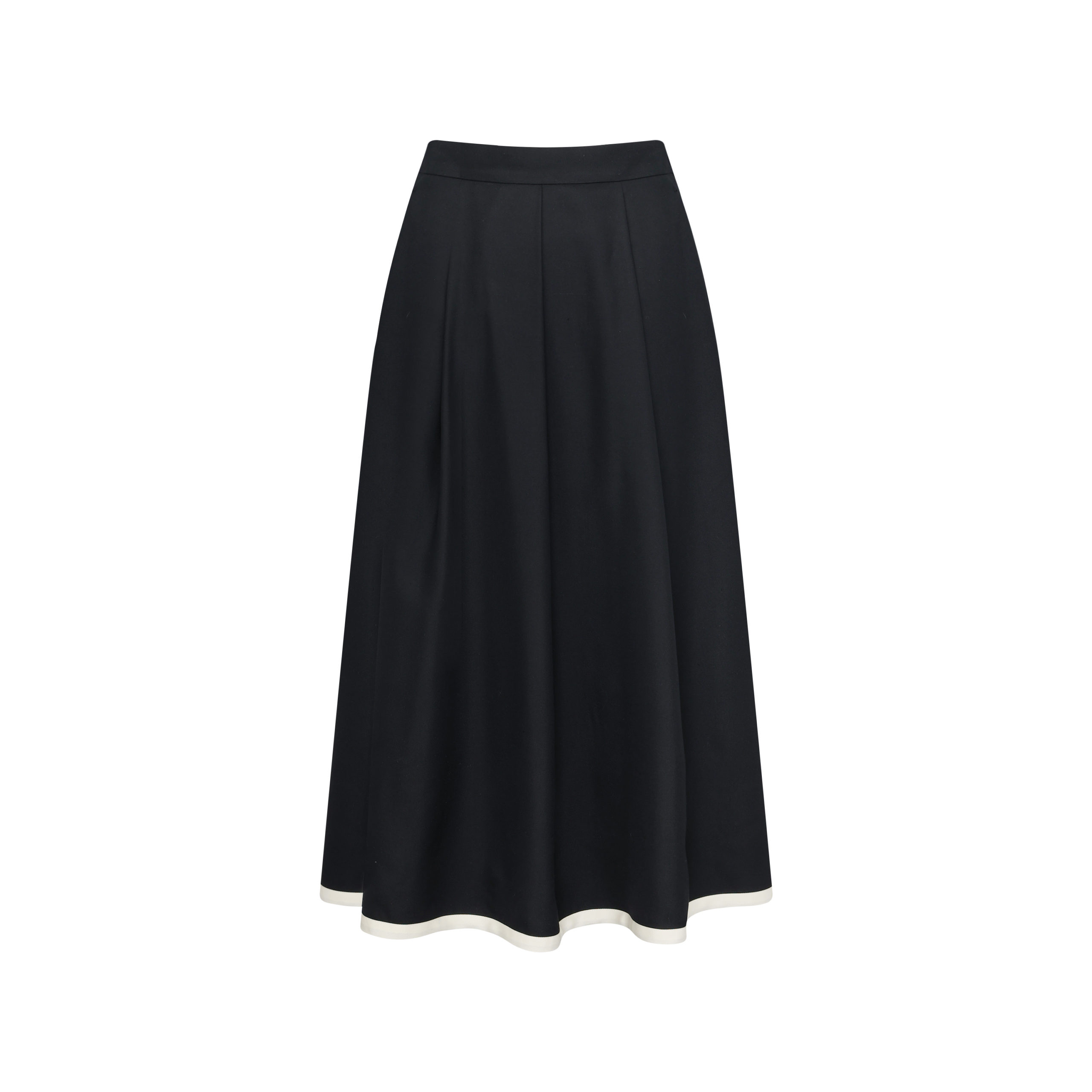 [ Coco x Yaggi ] Wool Silk Long Flare Skirt (Black) | Bright Salmon London